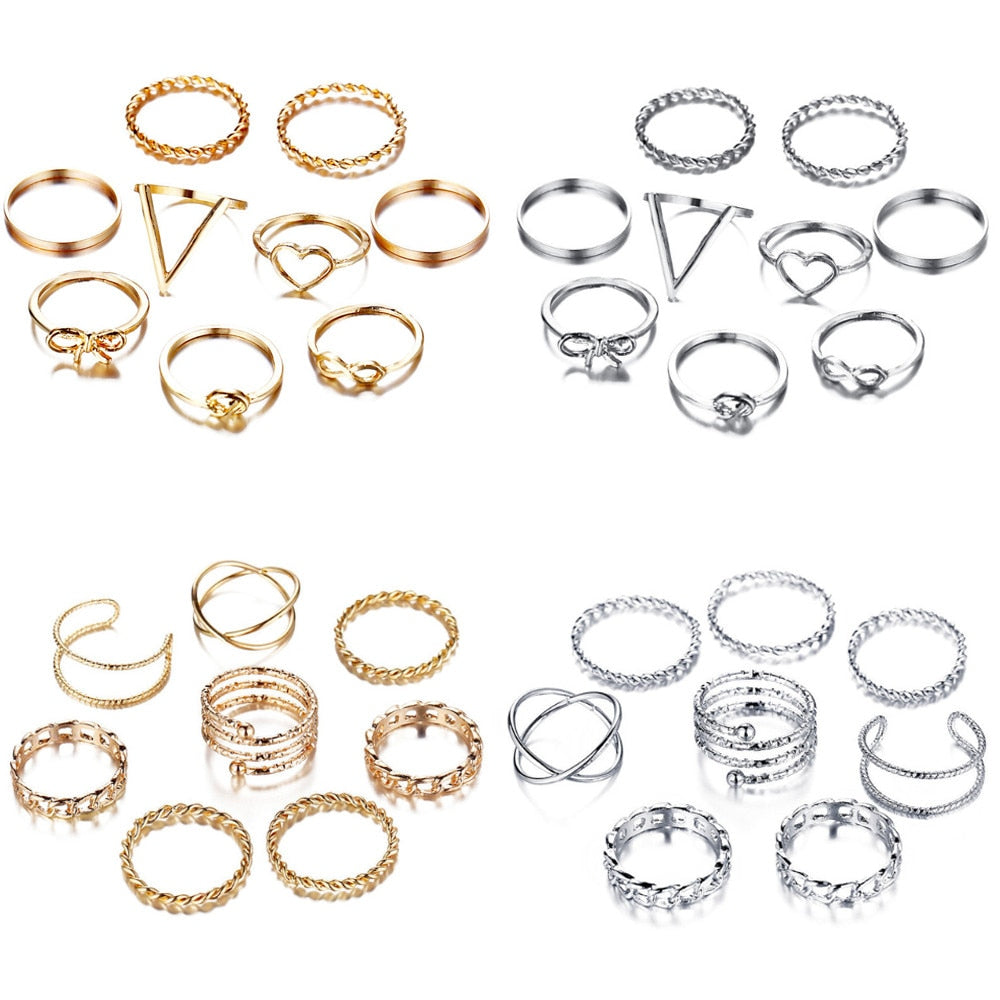 Gold Sliver Rings Set Vintage