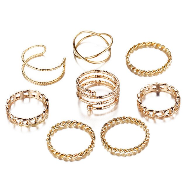 Gold Sliver Rings Set Vintage