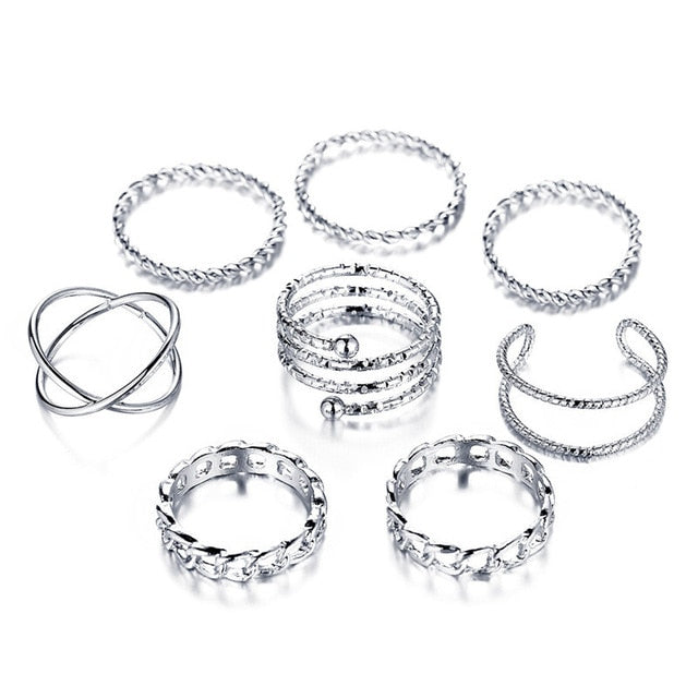 Gold Sliver Rings Set Vintage