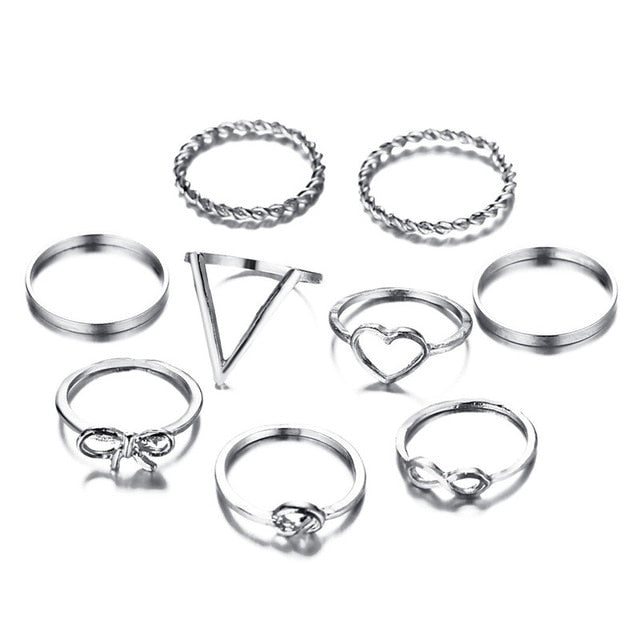 Gold Sliver Rings Set Vintage