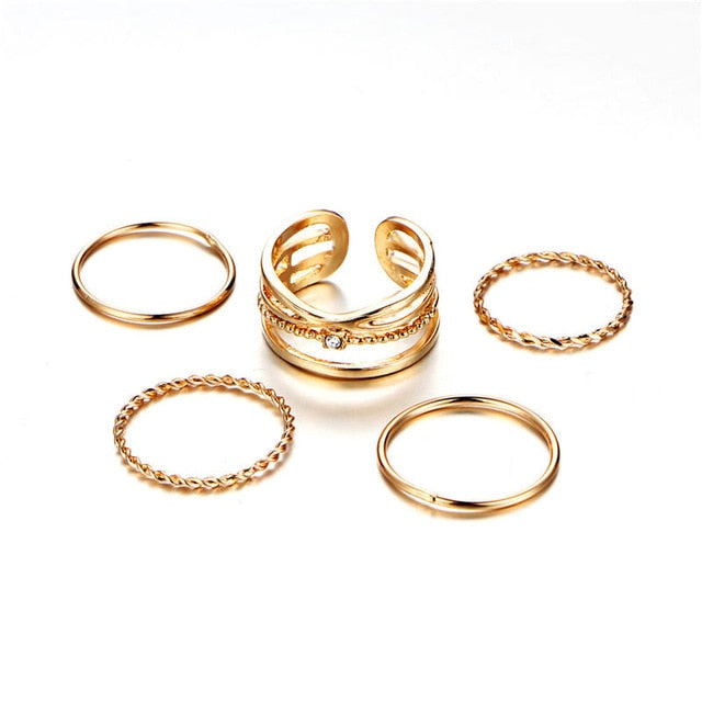 Gold Sliver Rings Set Vintage