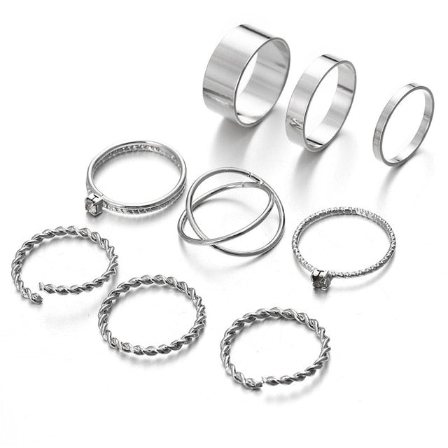 Gold Sliver Rings Set Vintage