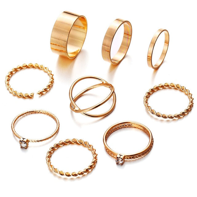 Gold Sliver Rings Set Vintage