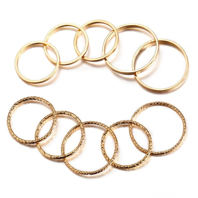 Gold Sliver Rings Set Vintage