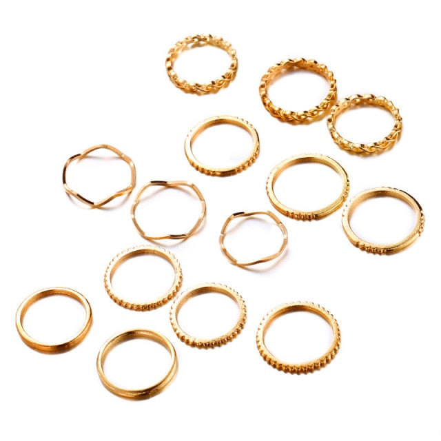 Gold Sliver Rings Set Vintage