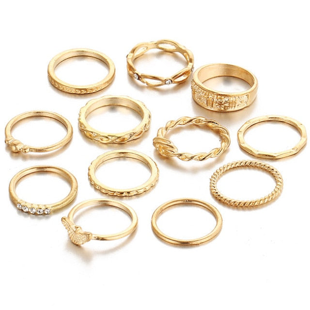 Gold Sliver Rings Set Vintage
