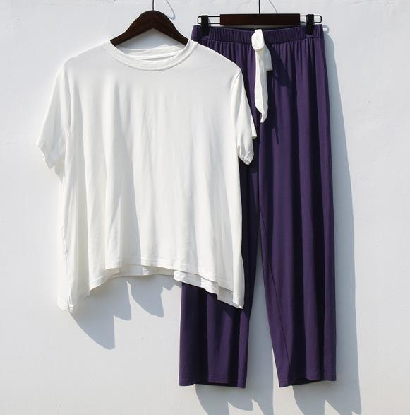 Net Red Casual Suit Female Spring Summer Home Clothes Short Sleeve Two-Piece Set Loose Modal Cotton Pajamas Women Pijama Mujer