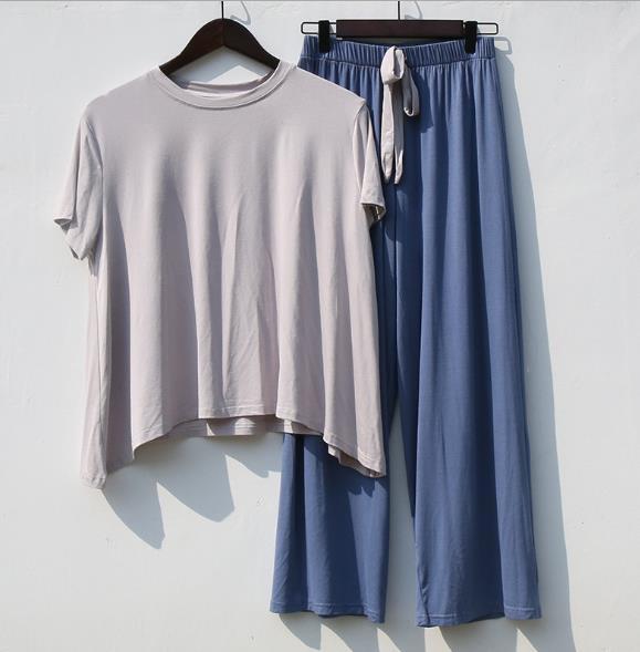 Net Red Casual Suit Female Spring Summer Home Clothes Short Sleeve Two-Piece Set Loose Modal Cotton Pajamas Women Pijama Mujer