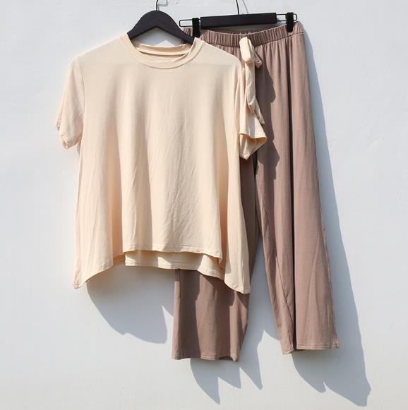 Net Red Casual Suit Female Spring Summer Home Clothes Short Sleeve Two-Piece Set Loose Modal Cotton Pajamas Women Pijama Mujer