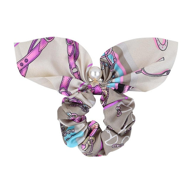 ]Chiffon Bowknot Elastic Hair Bands For Women