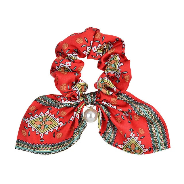 ]Chiffon Bowknot Elastic Hair Bands For Women
