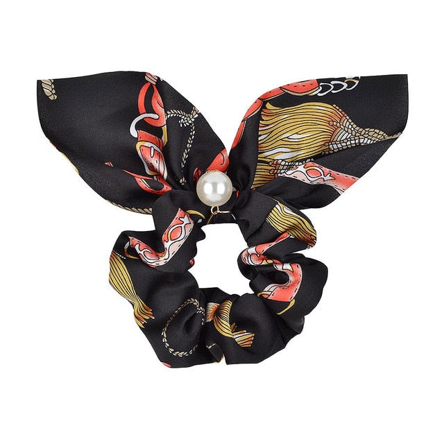 ]Chiffon Bowknot Elastic Hair Bands For Women