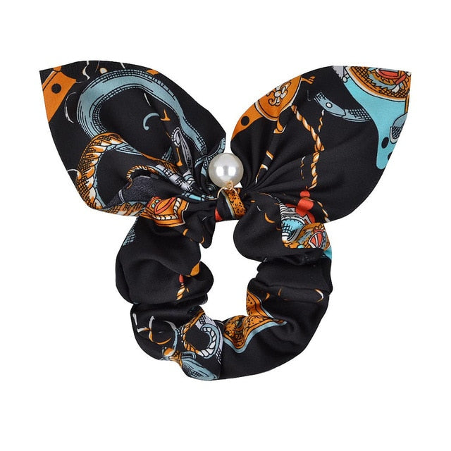 ]Chiffon Bowknot Elastic Hair Bands For Women