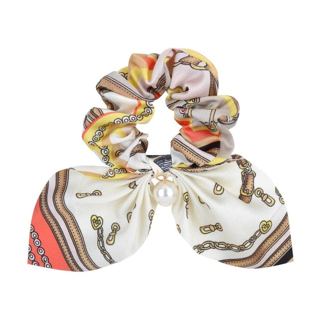 ]Chiffon Bowknot Elastic Hair Bands For Women
