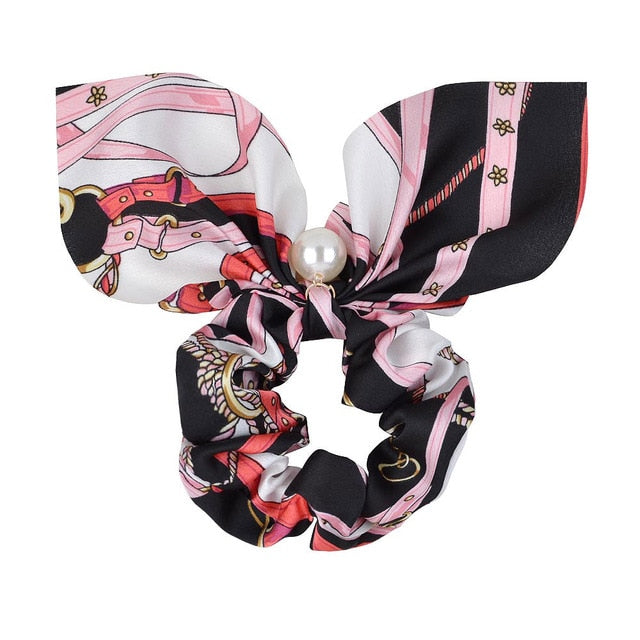 ]Chiffon Bowknot Elastic Hair Bands For Women