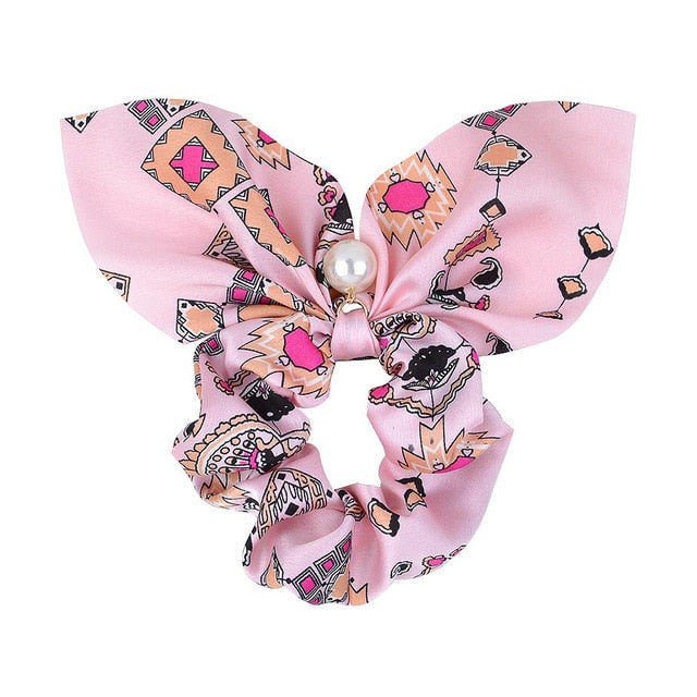 ]Chiffon Bowknot Elastic Hair Bands For Women