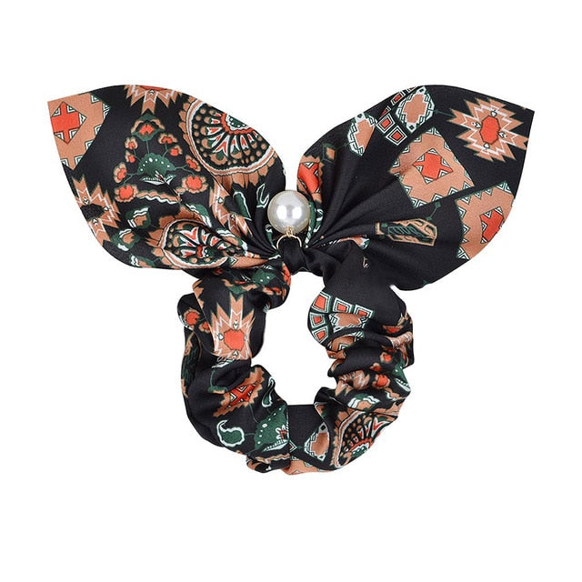 ]Chiffon Bowknot Elastic Hair Bands For Women
