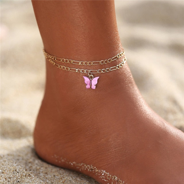 Fashion Silver/ Gold Beads Heart Anklet