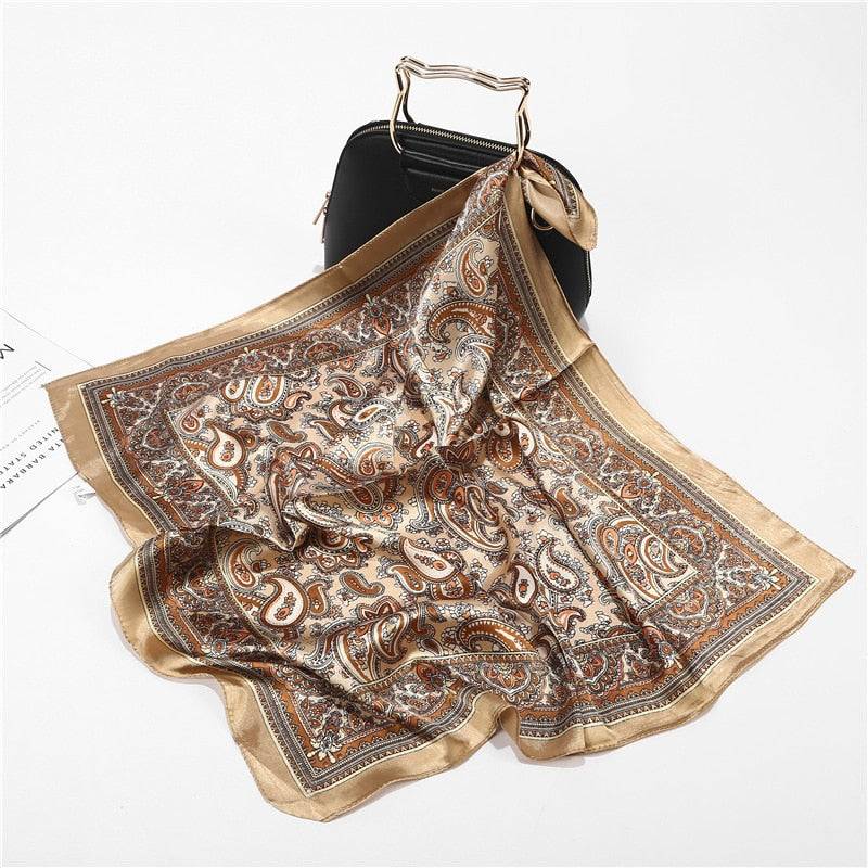 Retro Silk Satin Bandana Scarf