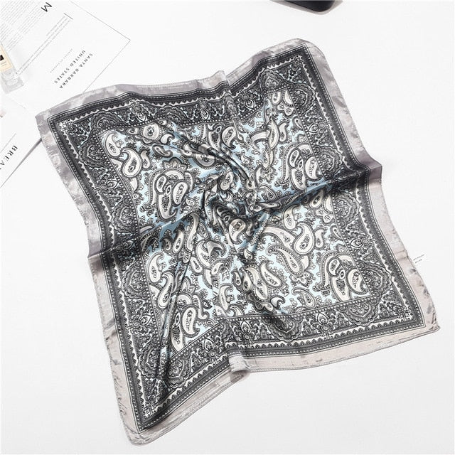Retro Silk Satin Bandana Scarf