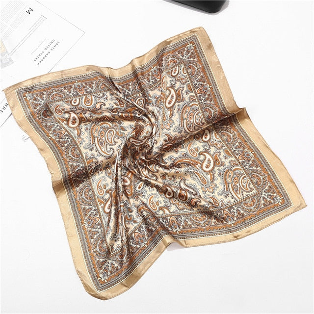 Retro Silk Satin Bandana Scarf