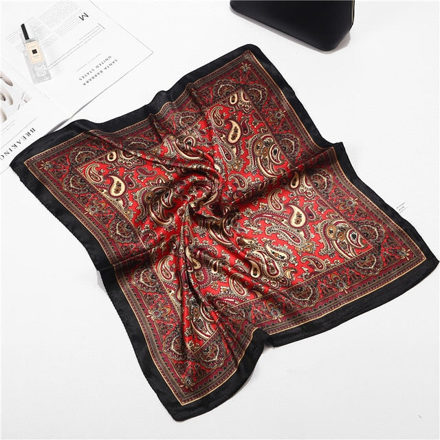 Retro Silk Satin Bandana Scarf