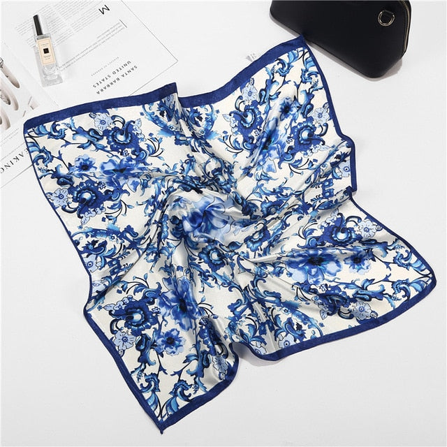 Retro Silk Satin Bandana Scarf