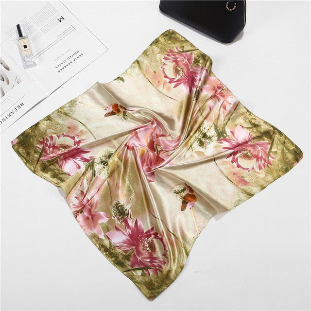 Retro Silk Satin Bandana Scarf