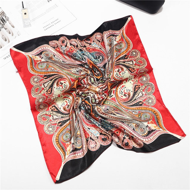 Retro Silk Satin Bandana Scarf