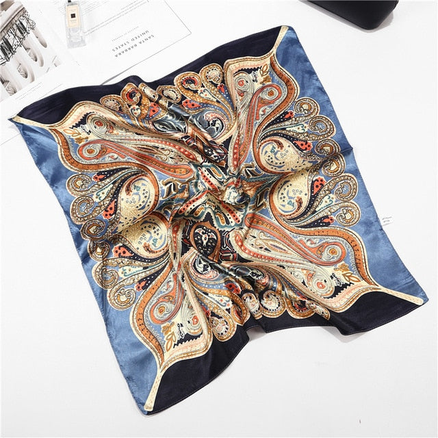 Retro Silk Satin Bandana Scarf