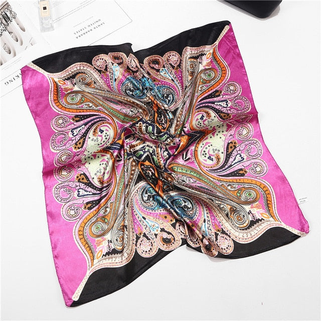Retro Silk Satin Bandana Scarf