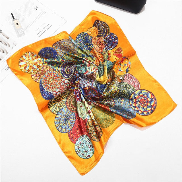 Retro Silk Satin Bandana Scarf
