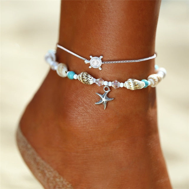 Fashion Silver/ Gold Beads Heart Anklet