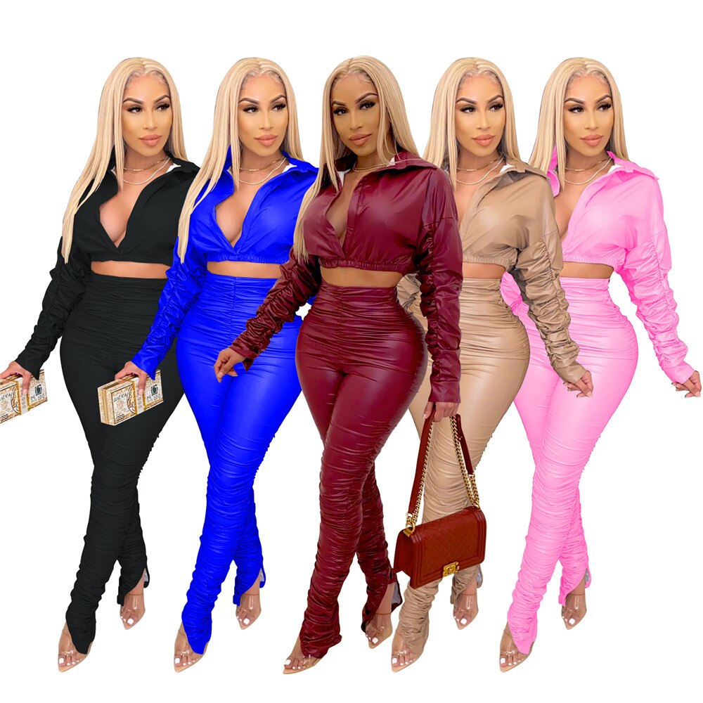 Tight Leather 2 Piece Set