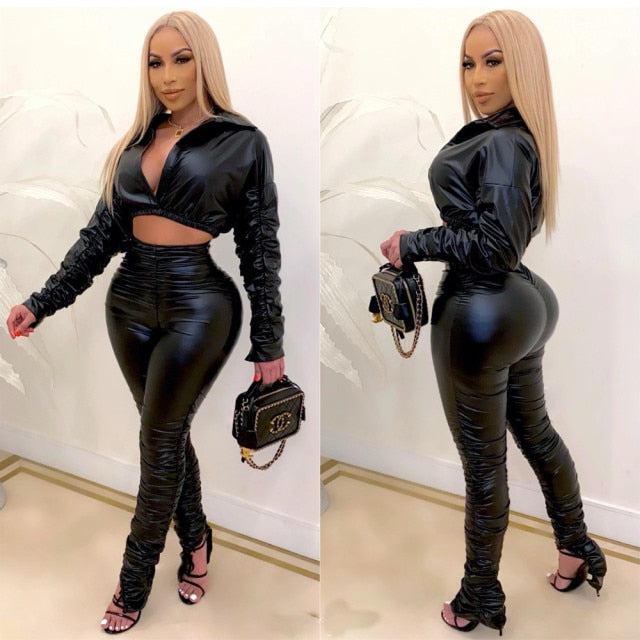 Tight Leather 2 Piece Set