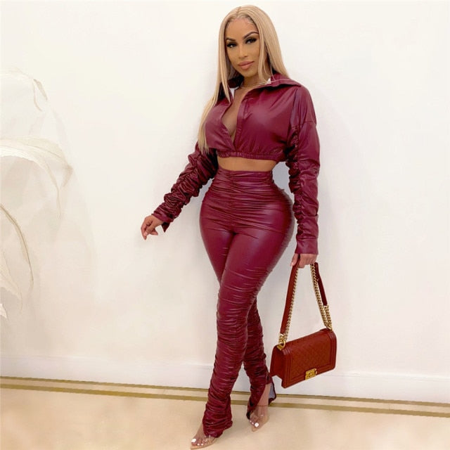 Tight Leather 2 Piece Set